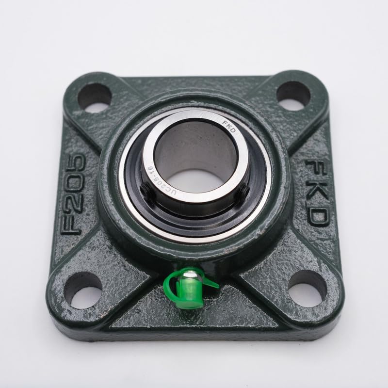 AMPEC UCF214 4-Bolt Square Flange Cast Iron Housing w/Set Screw Ball Bearing Shaft Size 70mm - Image 1